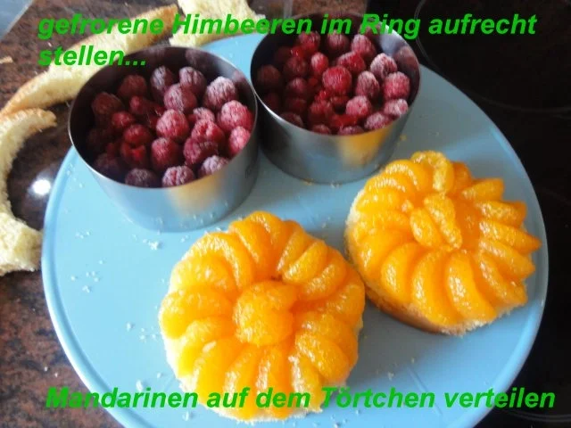 Biskuit:   HIMBEER + MANDARINEN TÖRTCHEN - Rezept - Bild Nr. 3