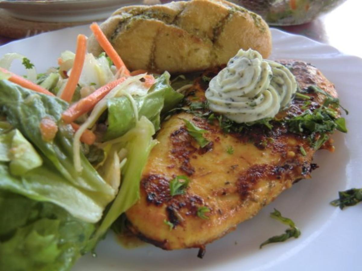 Hähnchenschnitzel mariniert mit Kräuter-Baguette und Salat - Rezept Von
Einsendungen heinzelfrau