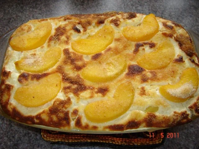 Auflauf & Co. : Reis-Quark-Auflauf mit Pfirsichen  (Bilder....) - Rezept