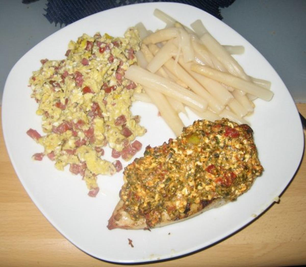 Mariniertes Hähnchen mit Rüherei und Schinken - Rezept - kochbar.de