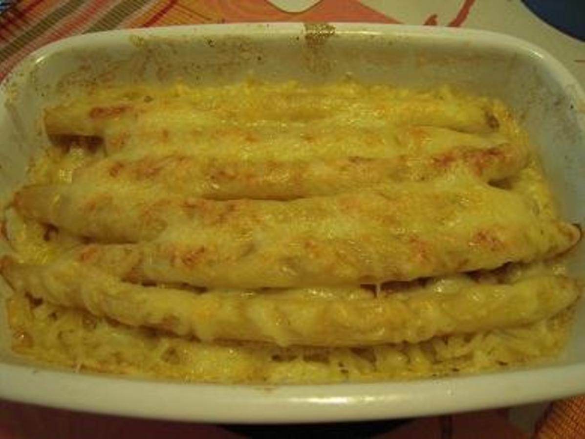 Spargel auf Putenschnitzel mit Käse überbacken - Rezept - kochbar.de