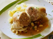 Apfel-Kohlrouladen mit Calvadossoße - Rezept