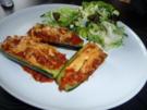 Überbackene Zucchini mit Hackfleisch und Pilzen - Rezept