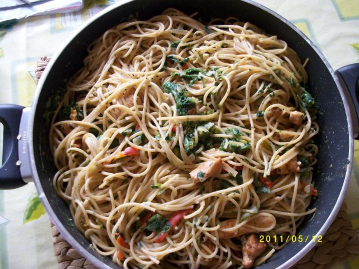 Spaghetti mit Rucola und Hähnchenbruststreifen - Rezept - Bild Nr. 2