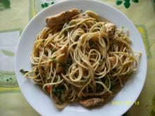 Spaghetti mit Rucola und Hähnchenbruststreifen - Rezept