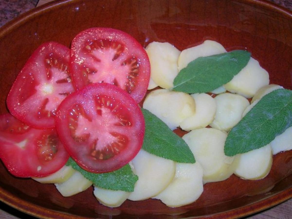 Puten Saltimbocca mit Kartoffel-Tomaten-Gratin - Rezept - Bild Nr. 3