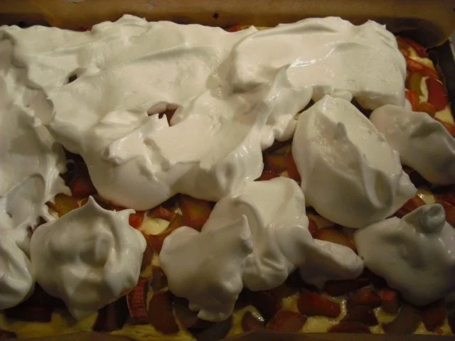 Rezept: Rhabarber-Quarkkuchen mit Mandelbaiser Bild Nr. 9 Rhabarber-Quarkkuchen mit Mandelbaiser - Rezept - Bild Nr. 9