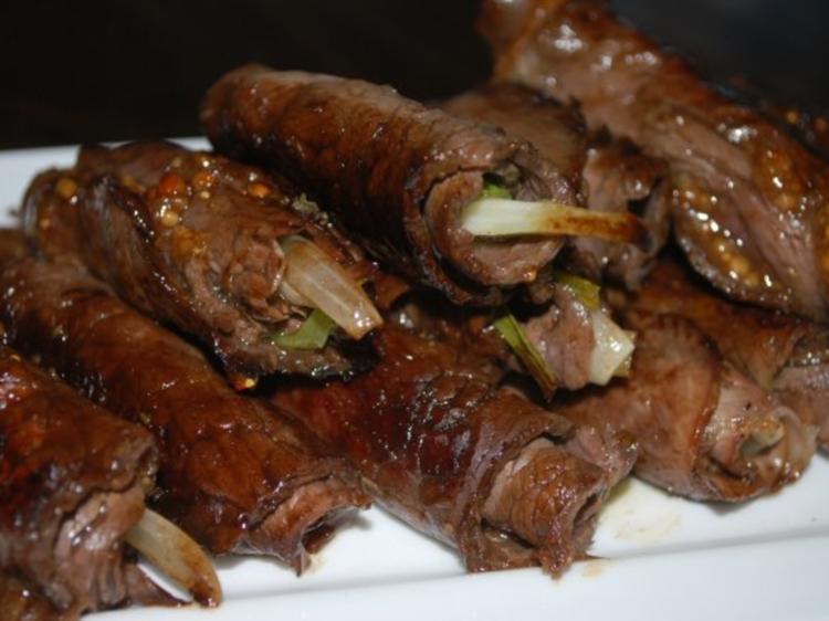 Roastbeef Röllchen mit Feigensenf und Lauchzwiebeln - schnell &amp; einfach ...