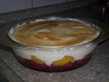 Pfirsich-Melba mit Vanille-Sahne-Creme - Rezept