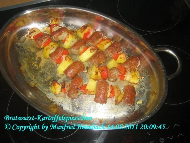 Rezept: Fleisch – Bratwurst-Kartoffelspiesschen Fleisch – Bratwurst-Kartoffelspiesschen - Rezept
