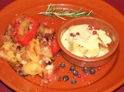 Pollo en Salsa de Ajo y Jerez con Tumbet - Rezept