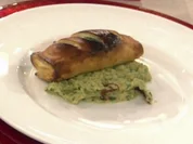 Spinat-Blätterteigrolle mit Auberginenpüree à la Zacherl - Rezept