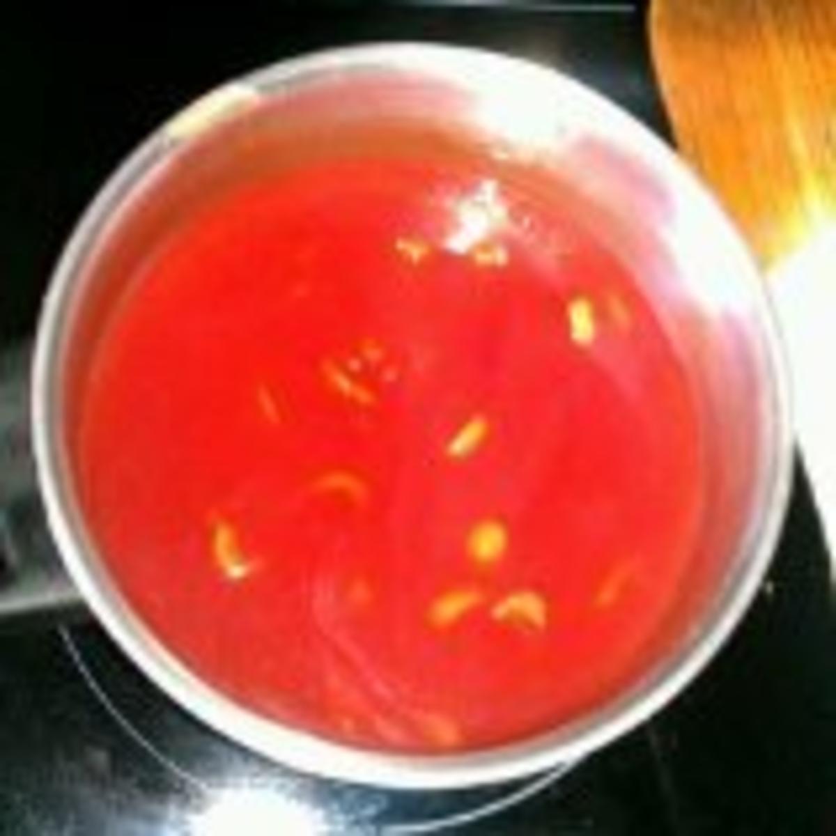 Hähnchenbrustfilet an Tomaten-Chapmpignonsoße mit Vollkornbrot - Rezept