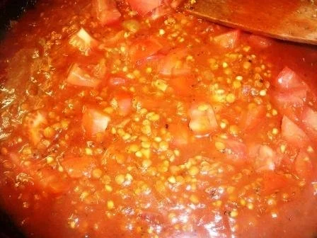 Rezept: Linsen-Buchweizen- Tomatensauce vegetarisch Linsen-Buchweizen- Tomatensauce vegetarisch - Rezept