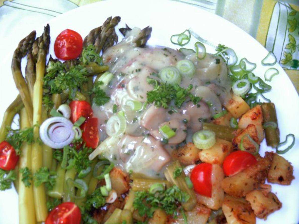 Bratkartoffeln an Schnitzel und grünem Salat - Rezept - Bild Nr. 3