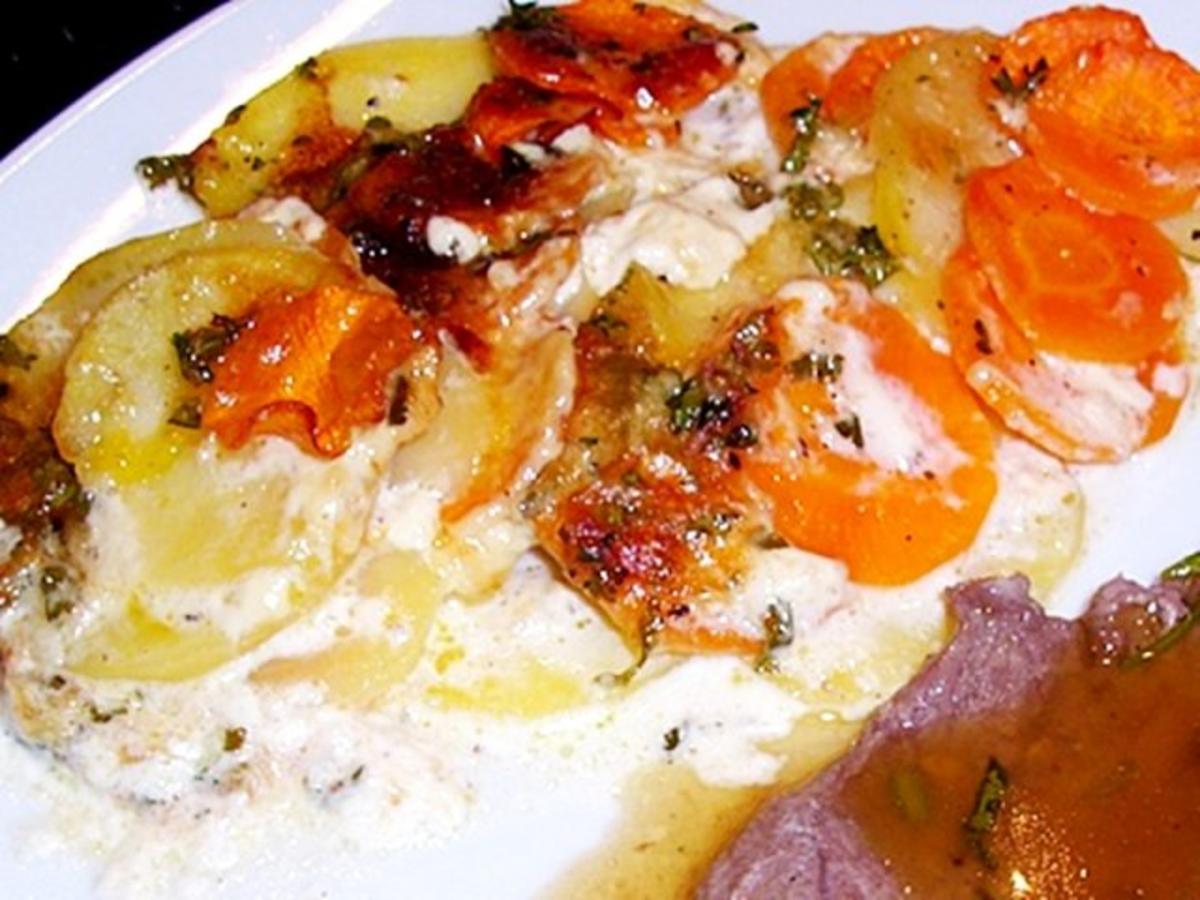 Beilage: Karotten-Kartoffel-Gratin - Rezept