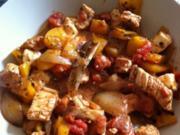 Gemüsepfanne / wok mit Tomaten-Feta-Soße, Zucker- und Zusatzstofffrei - Rezept