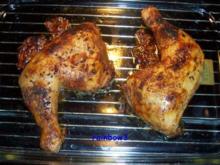 Kochen: Hähnchenschenkel ... bei Niedrigtemperatur gegart - Rezept