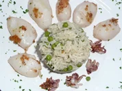 Tintenfisch mit Erbsenreis - Rezept