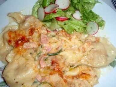 Auflauf: Tortellini-Auflauf mit Schinken-Sahne-Soße - Rezept