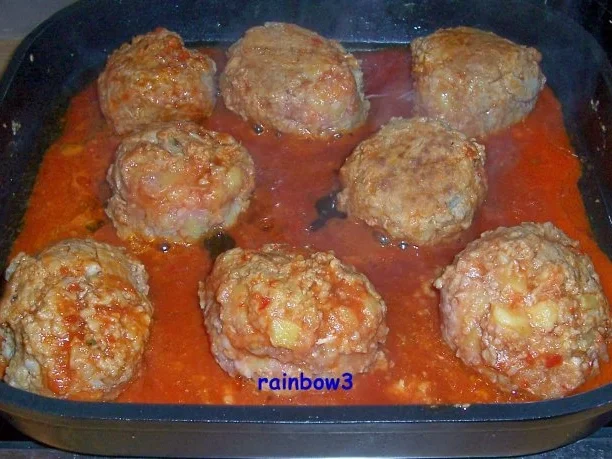 Kochen: Kartoffel-Hackfleisch-Bälle mit Überraschung plus Tomatensauce - Rezept - Bild Nr. 6