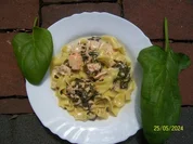 Pasta mit Lachs und Spinat - Rezept