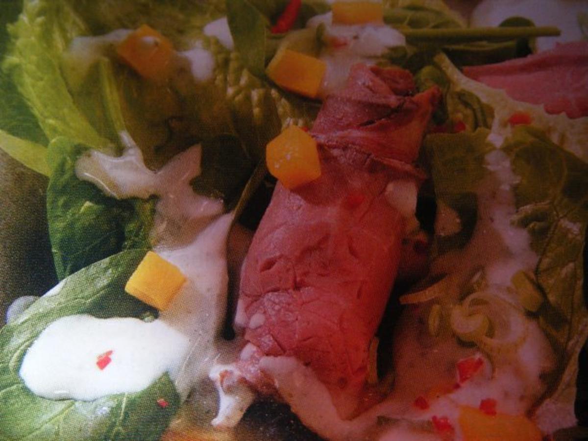 Blattsalat mit Roastbeef - Rezept