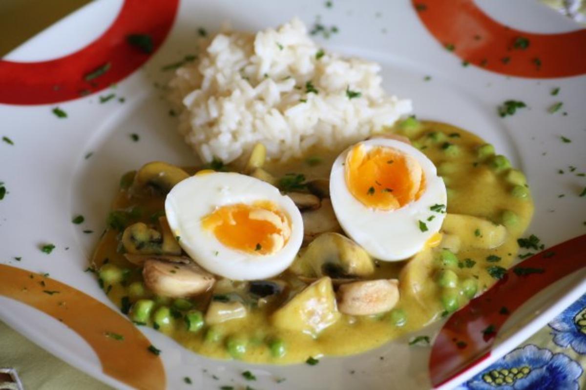 Pilz-Erbsen-Curry mit Eiern - Rezept - Bild Nr. 2