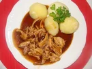 Geflügel : - Gekochtes Huhn in brauner Sauce - - Rezept