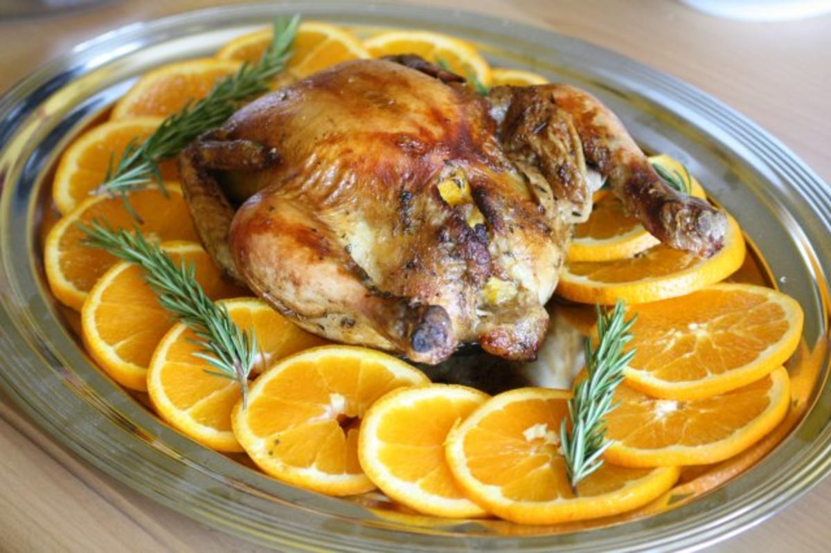 Gefülltes Hähnchen mit Orangen und Kräutern - Rezept - Bild Nr. 2