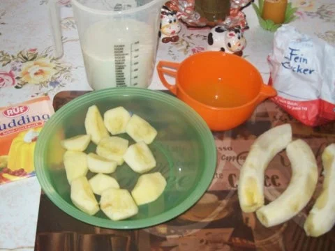 Apfel- Bananen- Salat mit Vanille-Pudding - Rezept - Bild Nr. 3