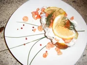 Ofenkartoffeln mit Lachsforelle und Shrimps - Rezept