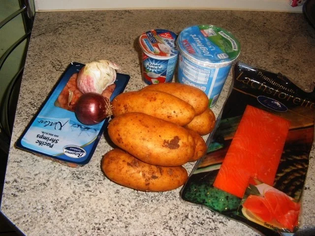 Ofenkartoffeln mit Lachsforelle und Shrimps - Rezept - Bild Nr. 2