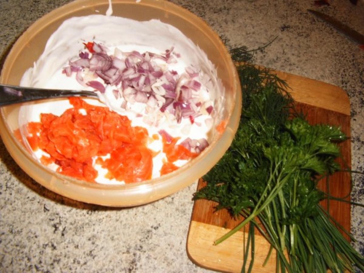 Ofenkartoffeln mit Lachsforelle und Shrimps - Rezept - Bild Nr. 6