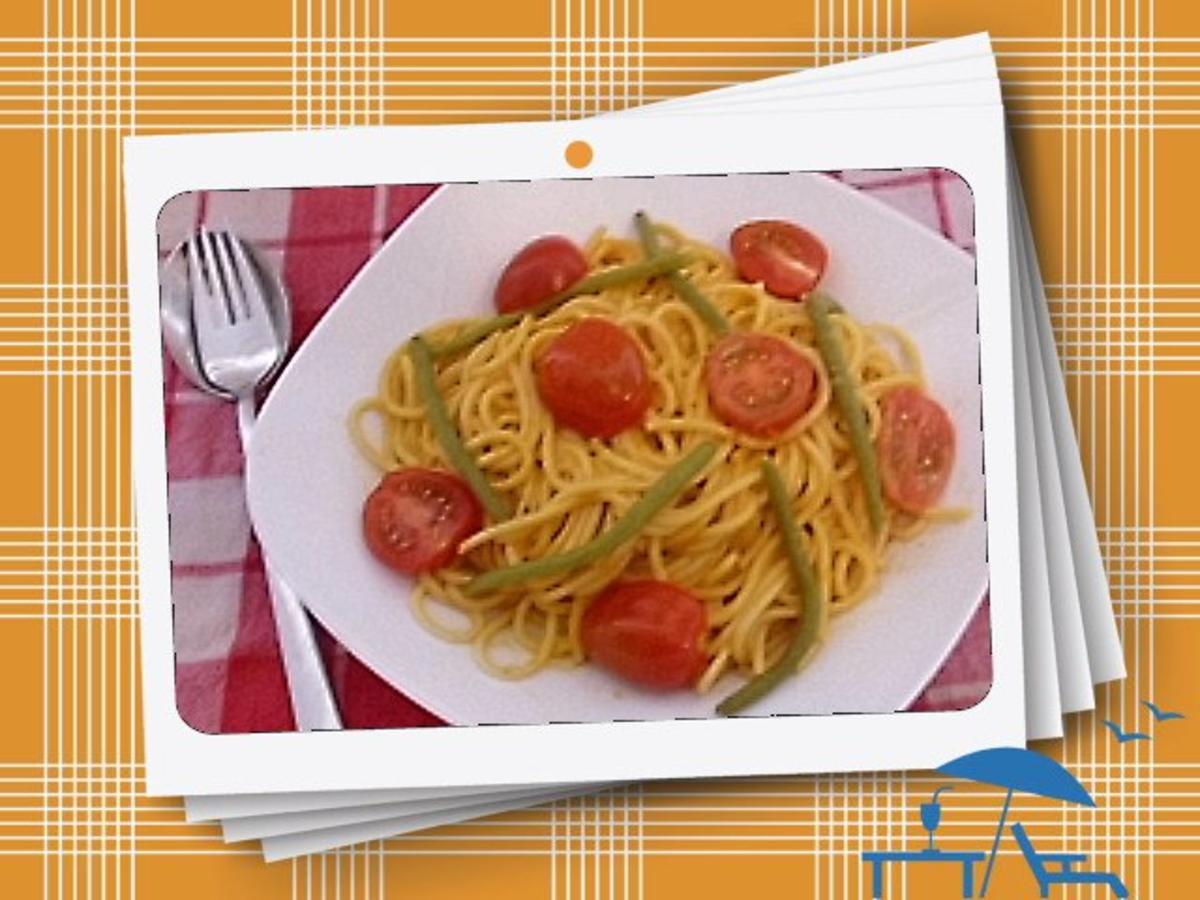 Pasta mit Kirschtomaten, grünen Bohnen und Speck - Rezept - Bild Nr. 2