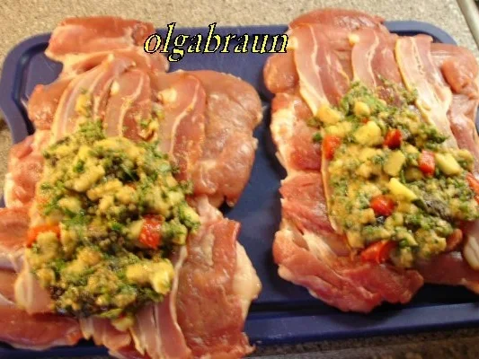 Gefüllte Putenoberkeulen mit Schoko-Chilisauce - Rezept - Bild Nr. 3