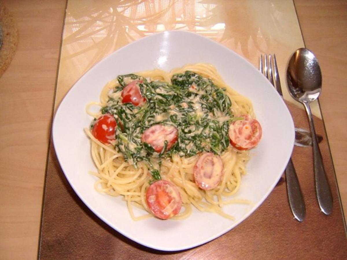 Spaghetti mit frischem Spinat - Rezept