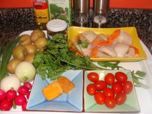 Rezept: Fisch : - Jacobsmuschel - Thunfischschinken -Kartoffelsalat Bild Nr. 3 Fisch : - Jacobsmuschel - Thunfischschinken -Kartoffelsalat - Rezept - Bild Nr. 3