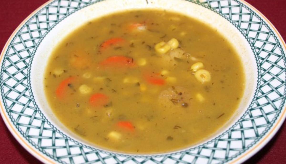 Curry-Mais-Cremesuppe mit gegrillten Garnelen und Jakobsmuscheln - Rezept