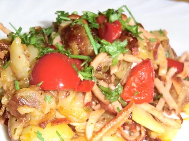 Bratkartoffeln mit Paprika und Fleischwurst - Rezept