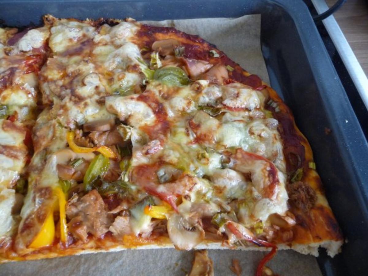 Pizza : Salami und Thunfisch Halb & Halb - Rezept
