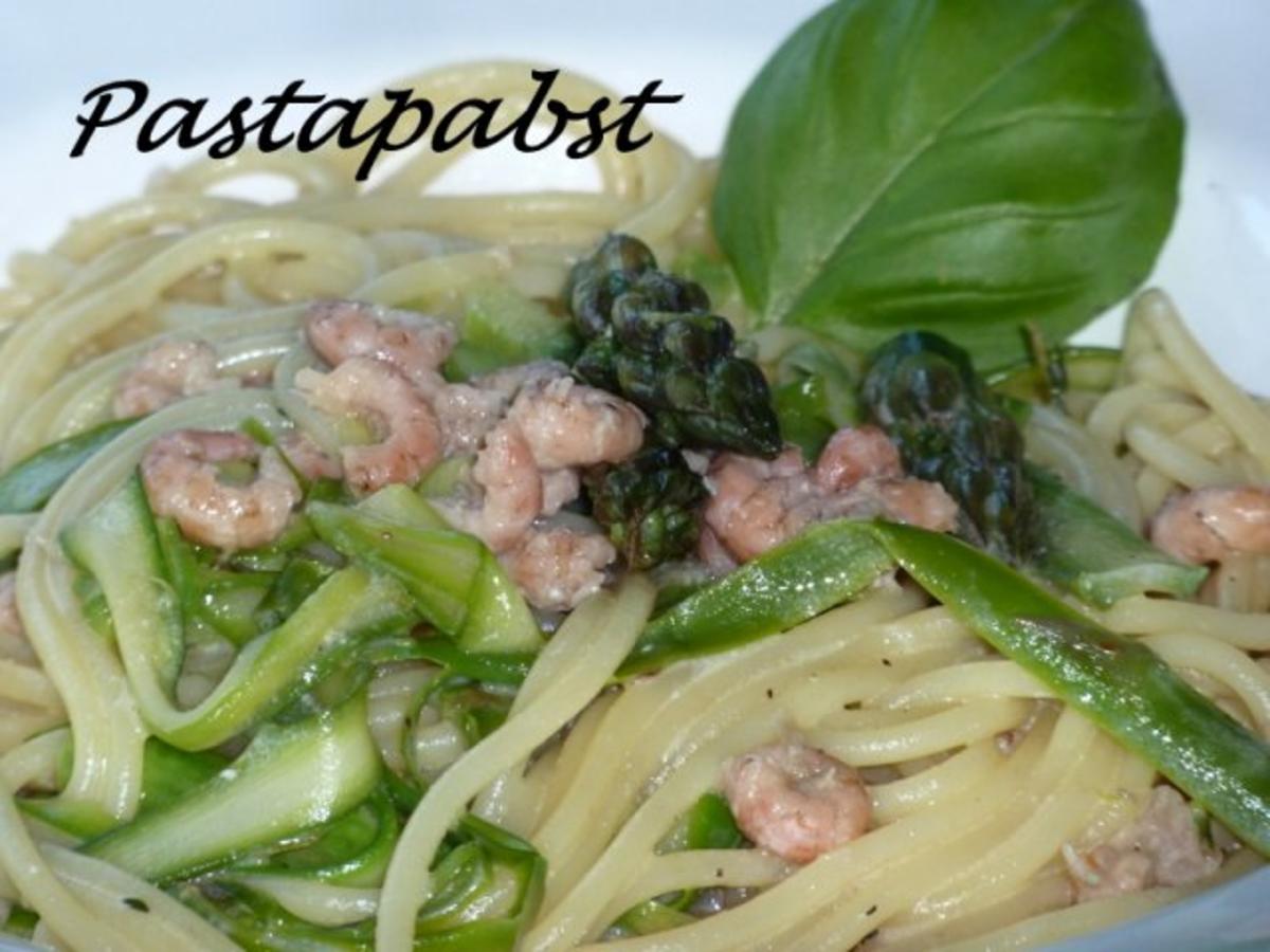 Spargelspaghetti mit Krabben - Rezept