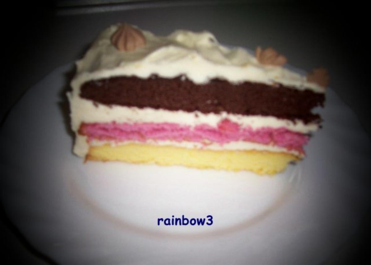 Backen: Dreifarbige Geburtstags-Buttercreme-Torte - Rezept