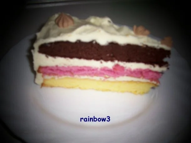 Rezept: Backen: Dreifarbige Geburtstags-Buttercreme-Torte Backen: Dreifarbige Geburtstags-Buttercreme-Torte - Rezept