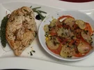 Rezept: Poulardenbrüste à la provencal mit Kartoffel-Tomaten-Zucchini-Auflauf Poulardenbrüste à la provencal mit Kartoffel-Tomaten-Zucchini-Auflauf - Rezept