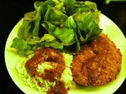 SCHNITZEL  MIT BLATTSALAT  UND  REIS - Rezept