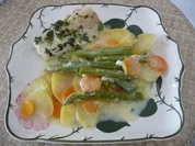 Fisch : Kabeljau auf Gemüsegratin - Rezept