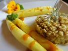 Curry-Spargel mit Emmerreis-Risotto - Rezept
