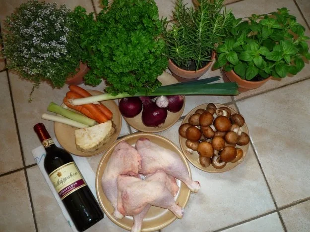 Coq au vin, Hühnchen in Rotweinsauce - Rezept - Bild Nr. 2
