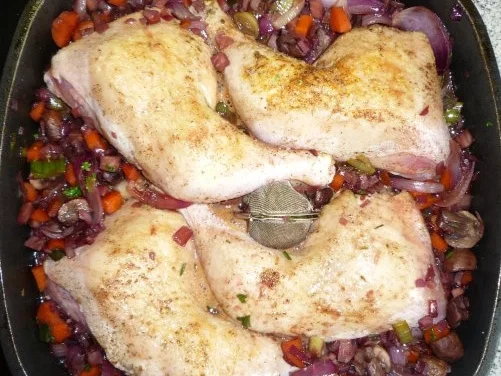 Coq au vin, Hühnchen in Rotweinsauce - Rezept - Bild Nr. 7